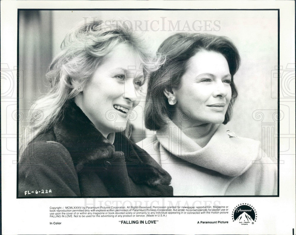 1984 Hollywood Actors Meryl Streep &amp; Dianne Wiest in Falling In Love Press Photo - Historic Images