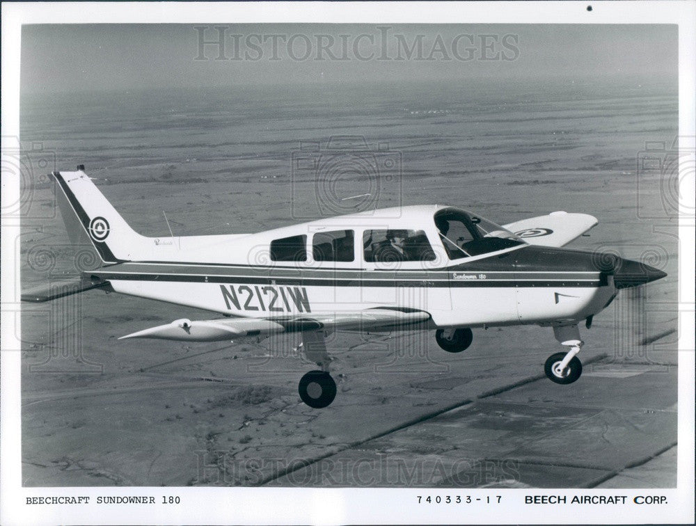 1974 Beechcraft Sundowner 180 Airplane Press Photo - Historic Images