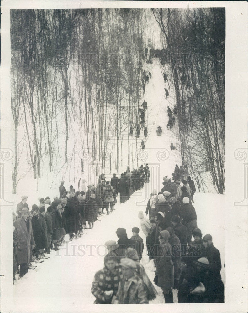 1928 Michigan Tobogganing at Mt McSauba Press Photo - Historic Images