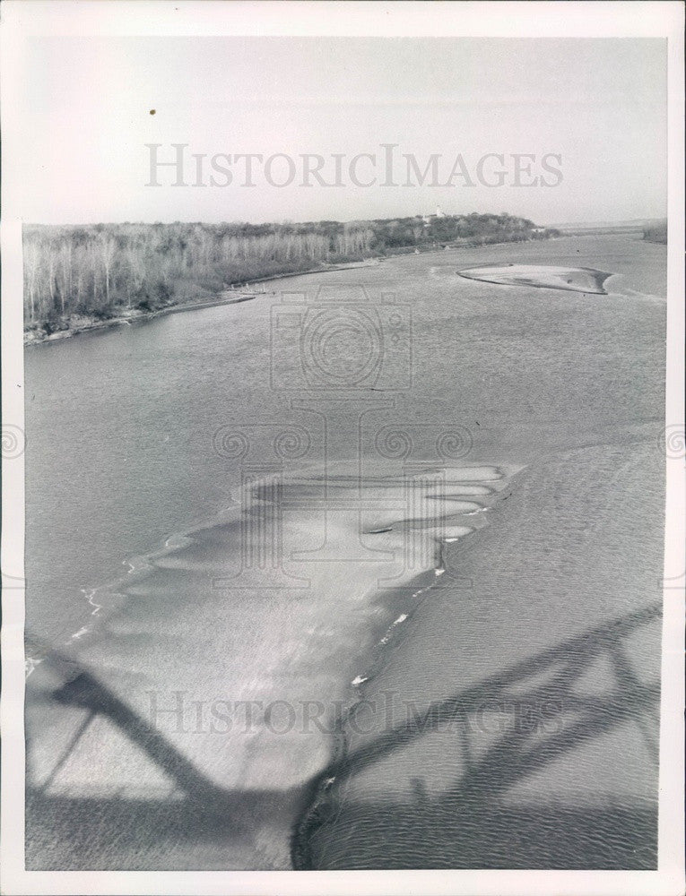 1955 Leavenworth, Kansas Sand Bars in Missouri River Press Photo - Historic Images