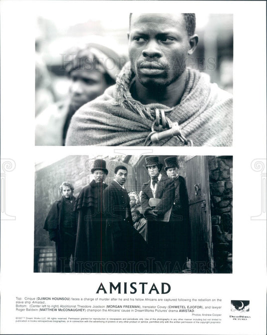 1997 Actors M Freeman/D Hounsou/C Ejiofor/M McConaughey in Amistad Press Photo - Historic Images