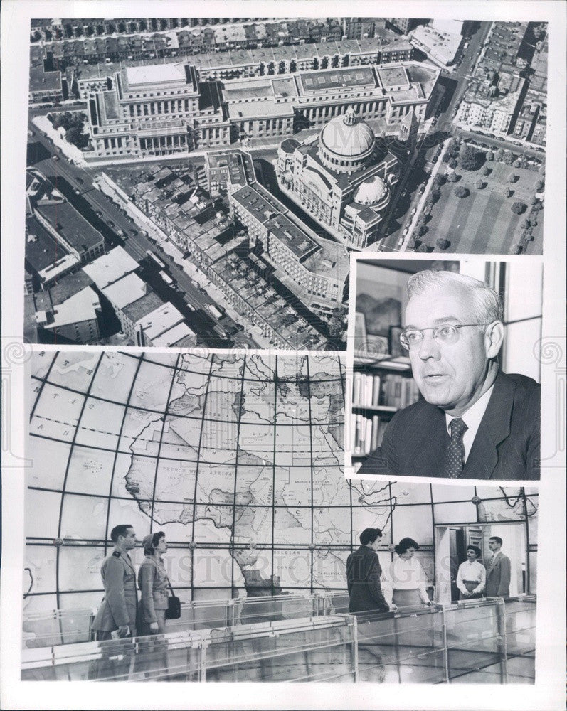 1957 Boston, MA Christian Science Church, Map Room Press Photo - Historic Images