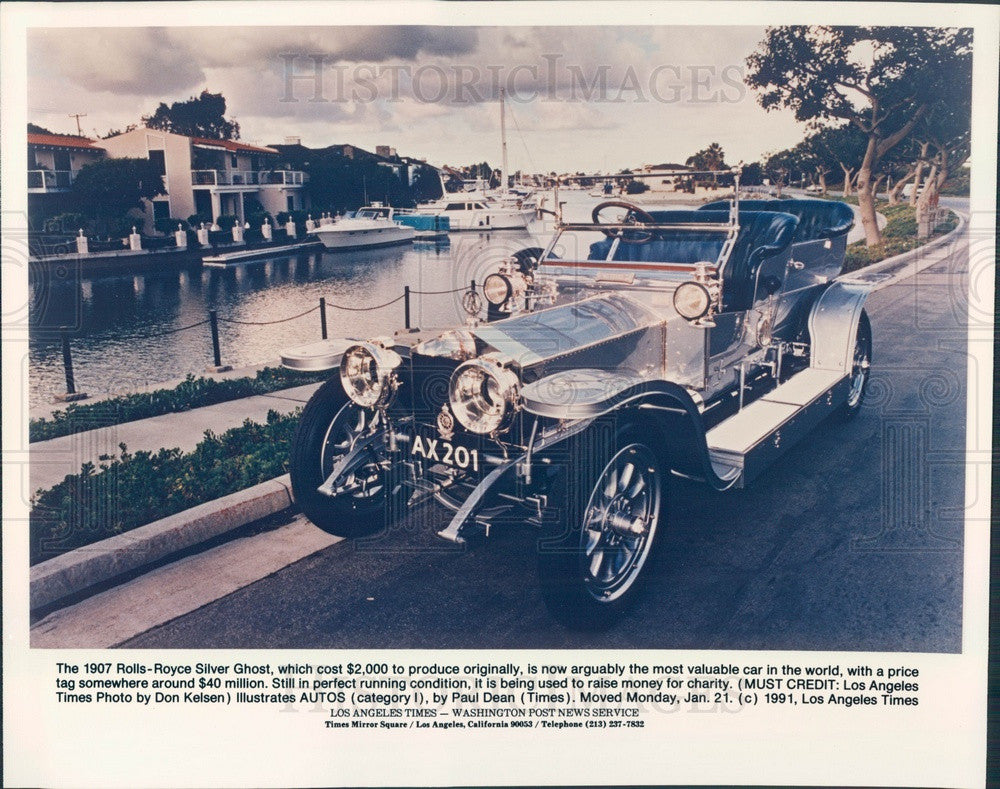 1991 1907 Rolls Royce Silver Ghost, World's Most Valuable Car Press Photo - Historic Images