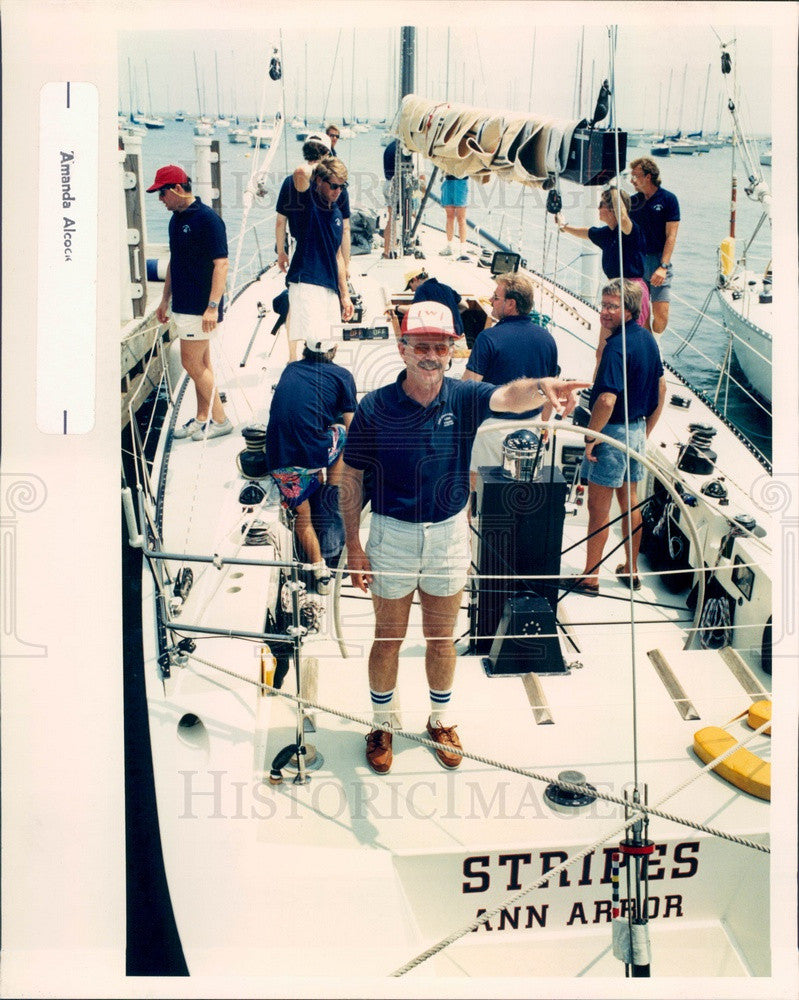 1989 Chicago IL Yacht Club, Stripes Capt Bill Martin of Ann Arbor MI Press Photo - Historic Images