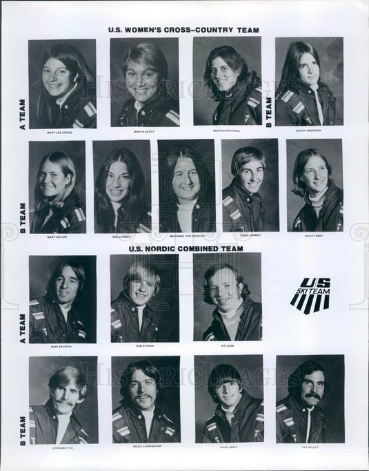 1974 US Women's Cross-Country Ski Team & Nordic Combined Ski Team Press Photo - Historic Images