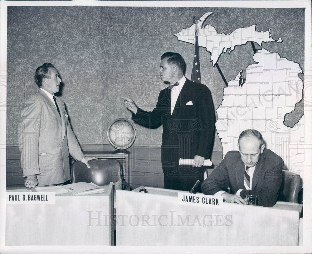 1958 Michigan Governor Mennen Williams, Paul Bagwell, James Clark Press Photo - Historic Images