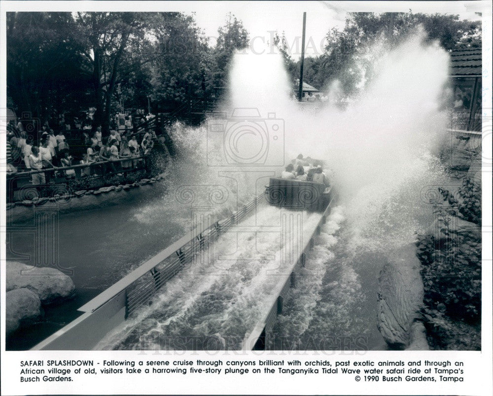 1990 Tampa, Florida Busch Gardens Tanganyika Tidal Wave Water Ride Press Photo - Historic Images