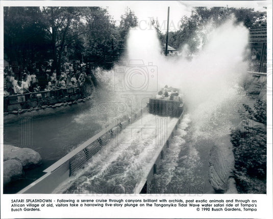 1990 Tampa, Florida Busch Gardens Tanganyika Tidal Wave Water Ride Press Photo - Historic Images