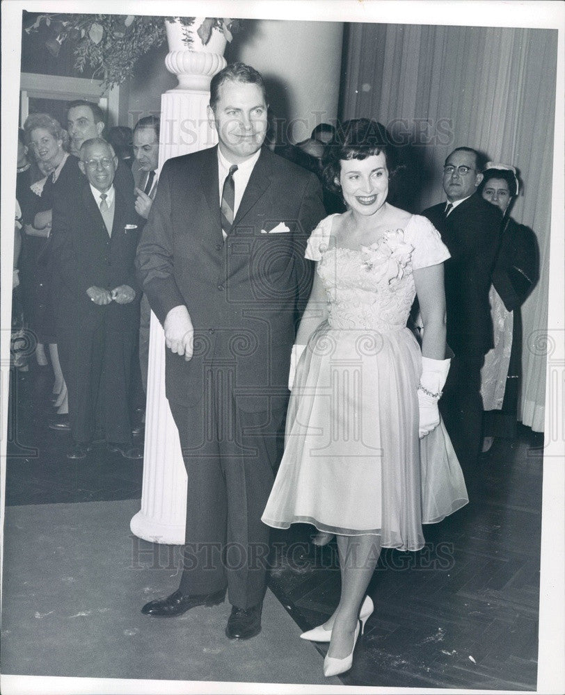 1962 Detroit, MI Mayor Jerome Cavanagh &amp; Wife, Inaugural Reception Press Photo - Historic Images