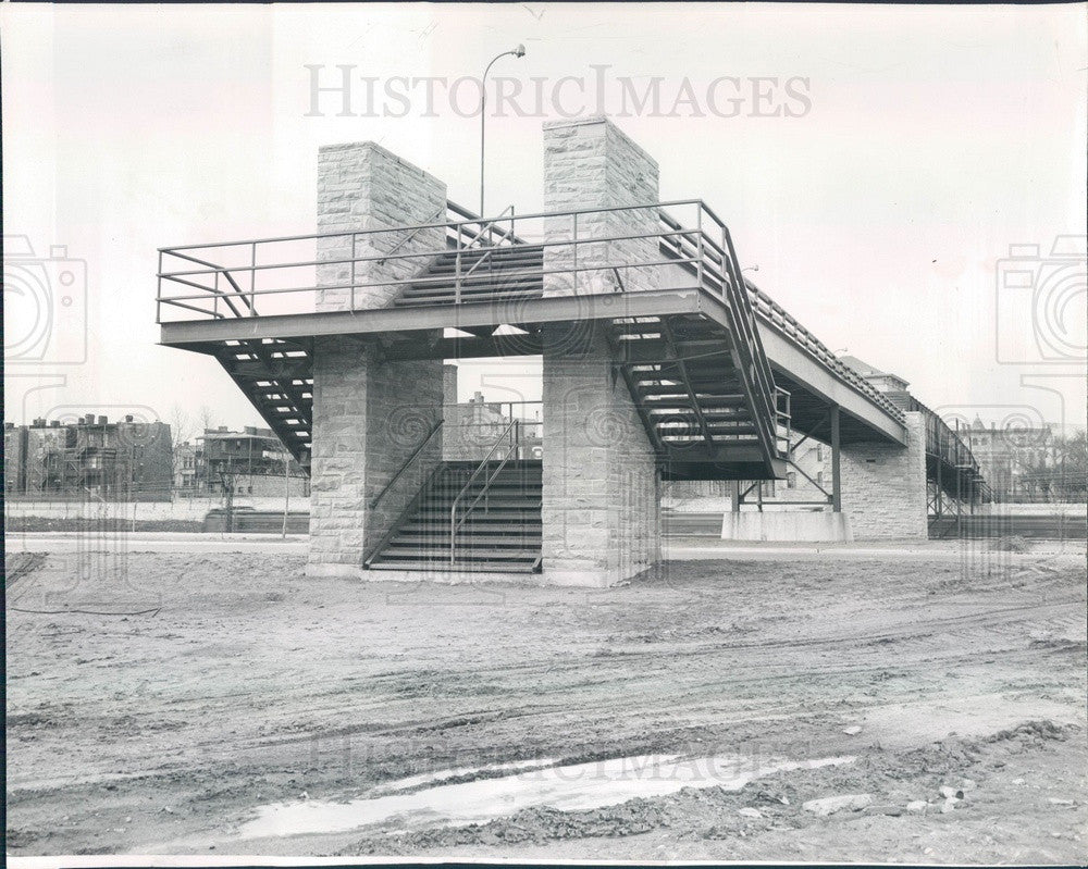 1955 Chicago, IL Lake Shore Dr Pedestrian Overpass Construction Press Photo - Historic Images