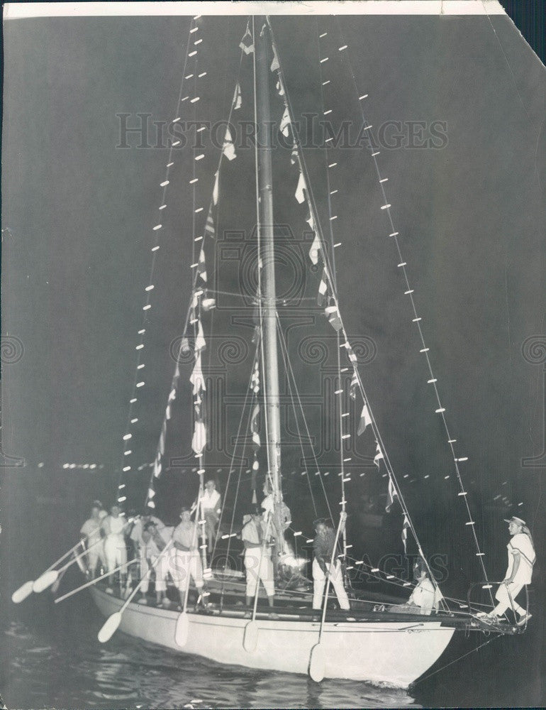 1958 Chicago, IL Lakefront Festival Venetian Night, Yacht Corenthian Press Photo - Historic Images