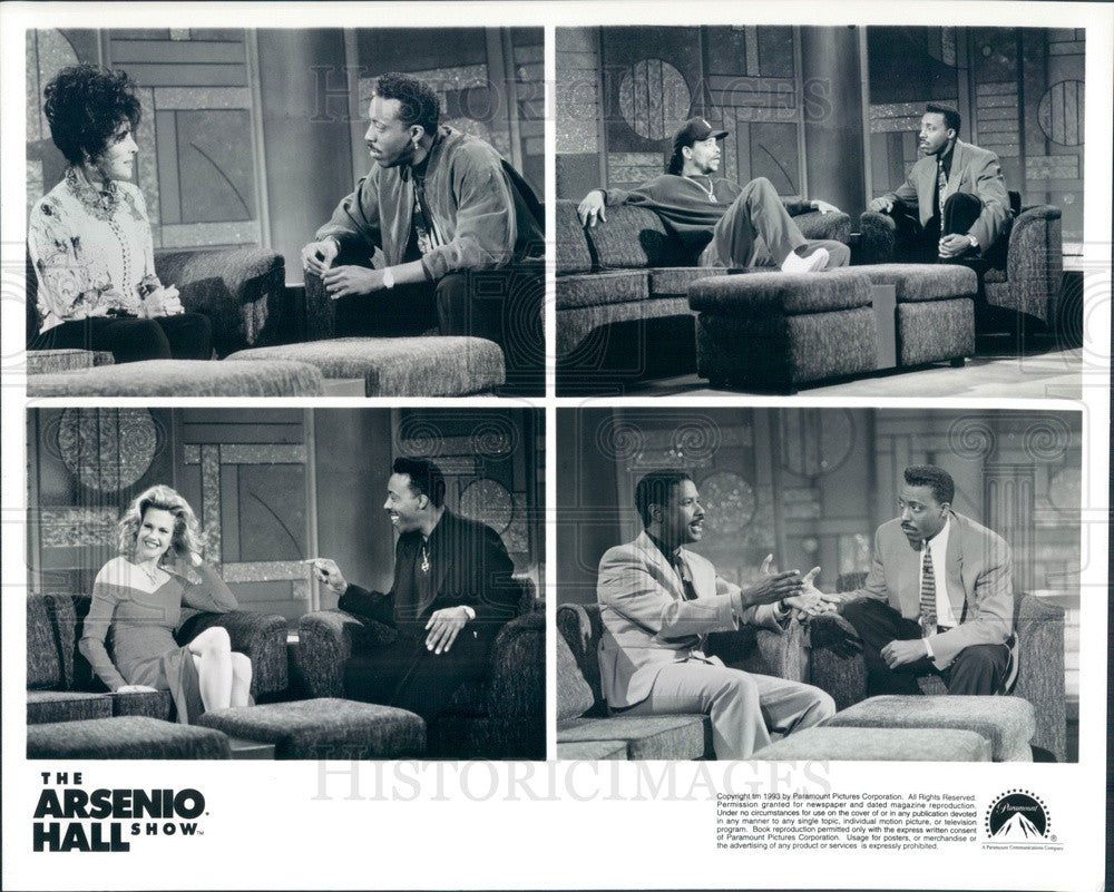 1992 Arsenio Hall Show w/ E Taylor/Ice-T/M Griffith/D Washington Press Photo - Historic Images