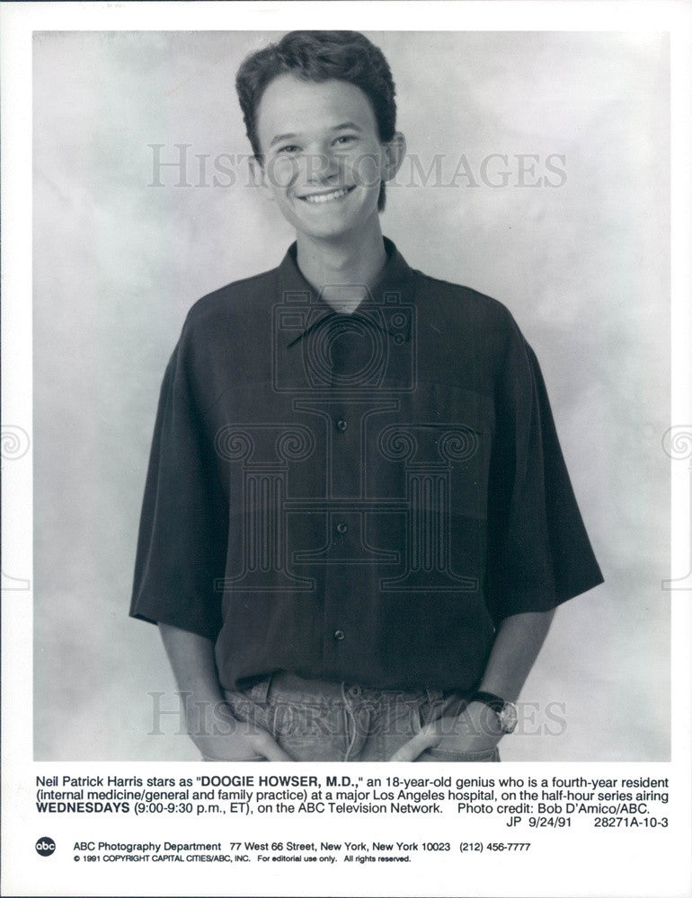 1991 American Hollywood Actor/Singer/Director Neil Patrick Harris Press Photo - Historic Images