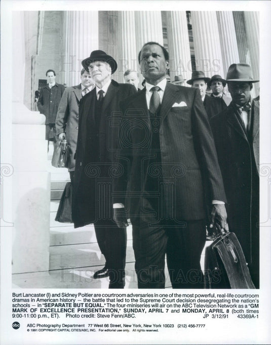 1991 American Hollywood Actors Burt Lancaster & Sidney Poitier Press Photo - Historic Images