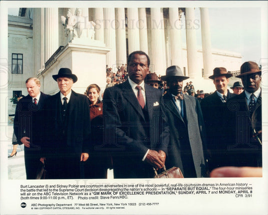 1991 American Hollywood Actors Burt Lancaster & Sidney Poitier Press Photo - Historic Images