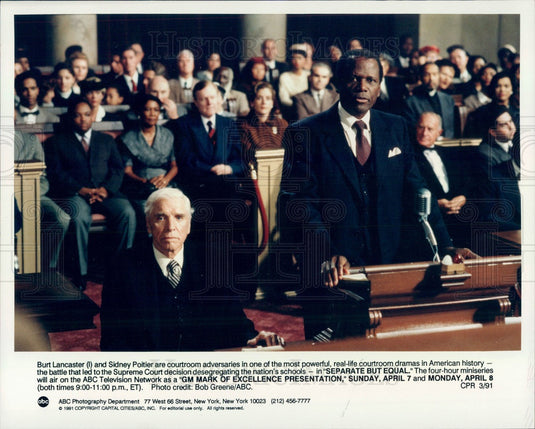 1991 American Hollywood Actors Burt Lancaster & Sidney Poitier Press Photo - Historic Images