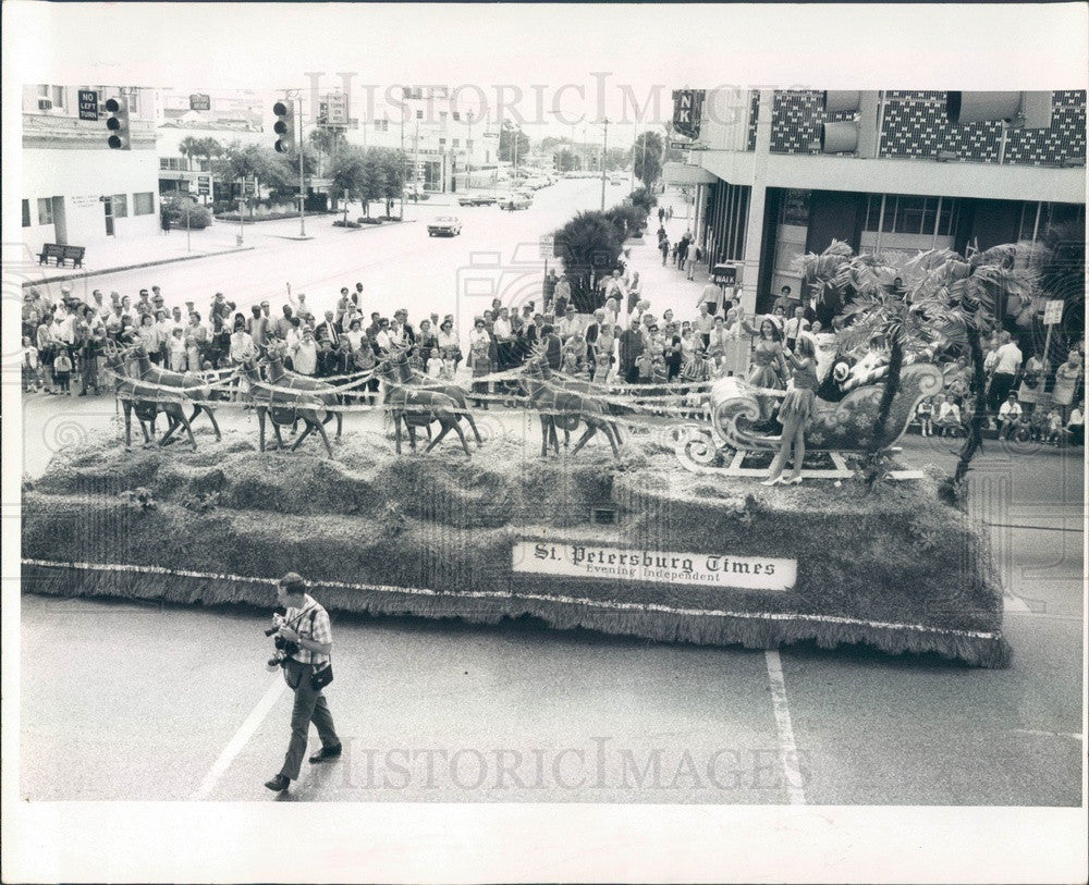 1968 St Petersburg, Florida Christmas Parade, Times Float Press Photo - Historic Images
