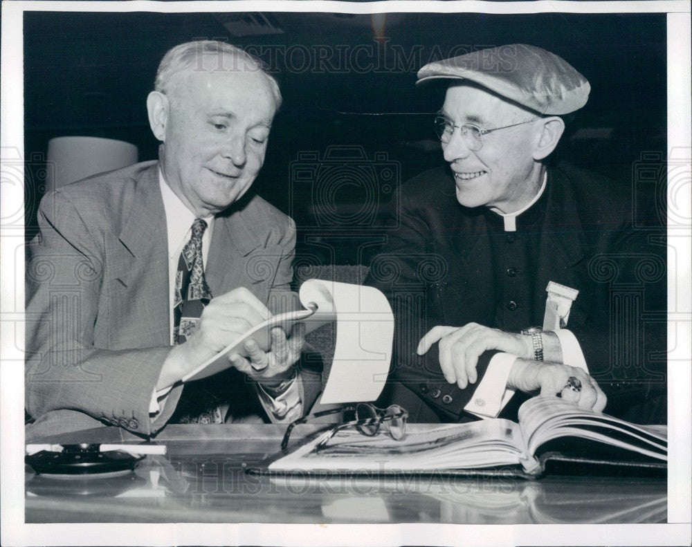 1952 Intl News Reporter James Kilgallen &amp; Archbishop John O&#39;Hara Press Photo - Historic Images