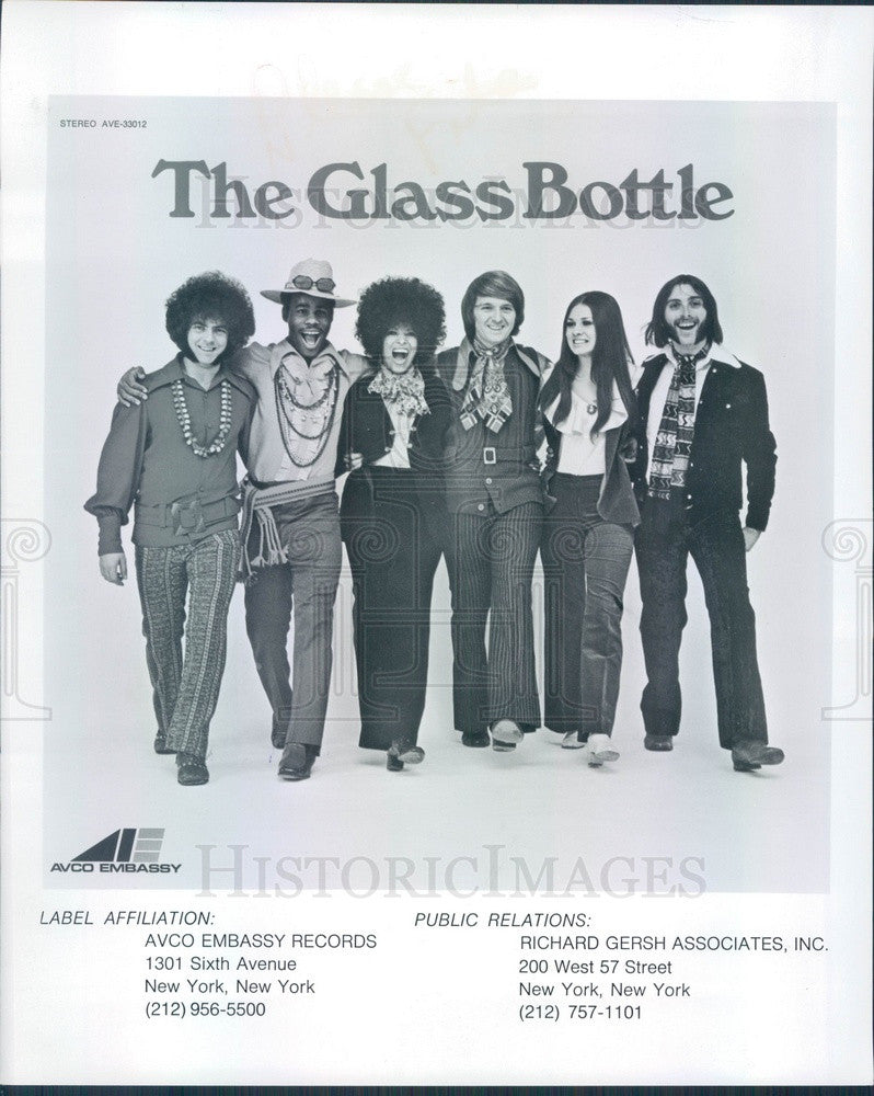 1970 American Pop Band The Glass Bottle Press Photo - Historic Images