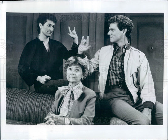 1984 Hollywood Actors Estelle Getty, Charles Adler, Tom Stechschulte Press Photo - Historic Images
