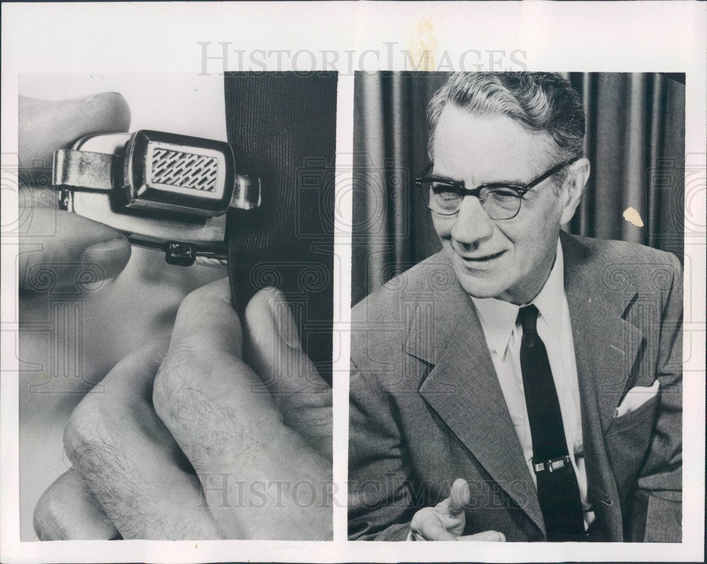 1955 Chicago, Illinois Beltone Hearing Aid, Tie Clasp Microphone Press Photo - Historic Images