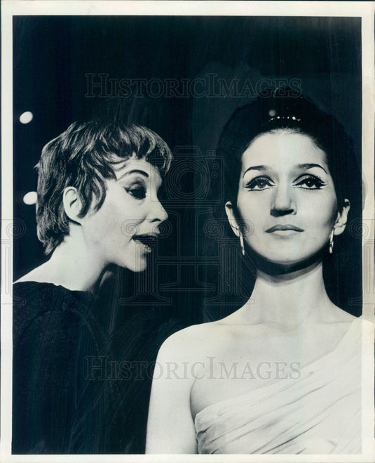 1965 Actors Carolyn Coates & Dimitra Steris in The Trojan Women Press Photo - Historic Images