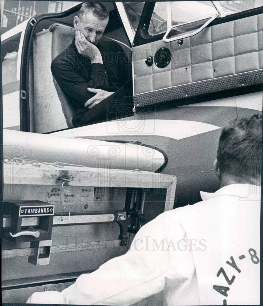 1958 US Aviator Max Conrad, The Flying Grandfather, Light Plane WRH Press Photo - Historic Images