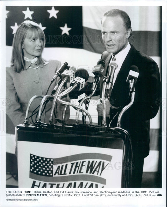 1992 Hollywood Actors Diane Keaton & Ed Harris in Running Mates Press Photo - Historic Images