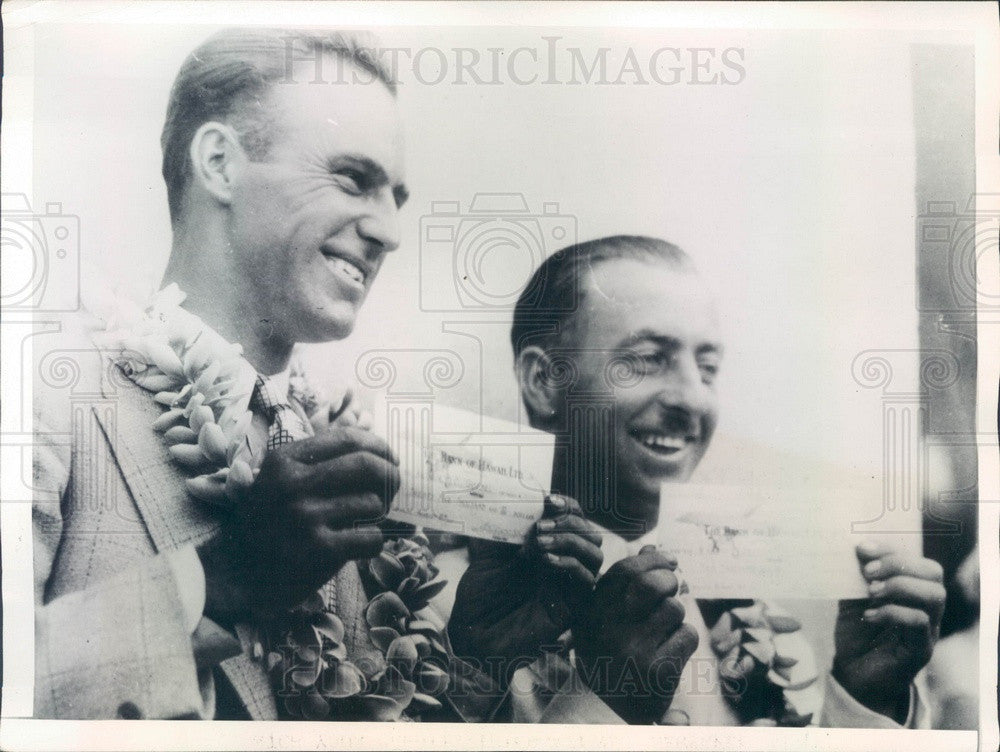 1927 American Record Breaking Aviators Art Goebel & Martin Jensen Press Photo - Historic Images