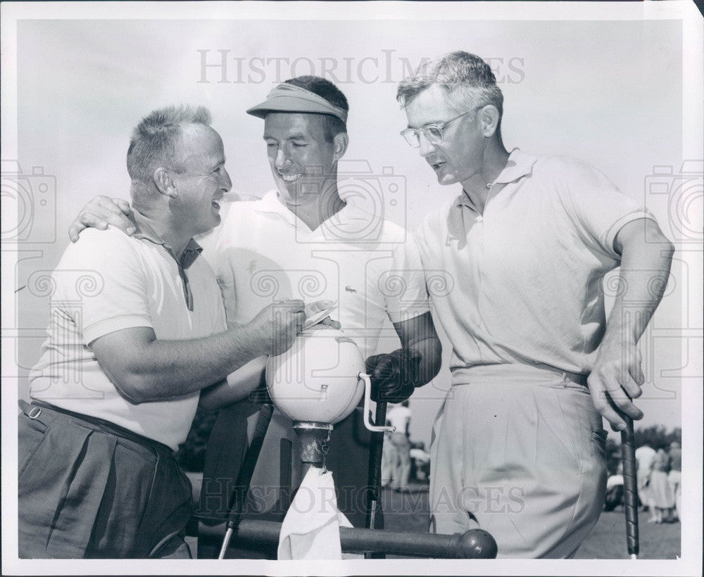 1956 Detroit, MI Golfers Jack Emery, Glenn Johnson, Dr. Bob Corley Press Photo - Historic Images