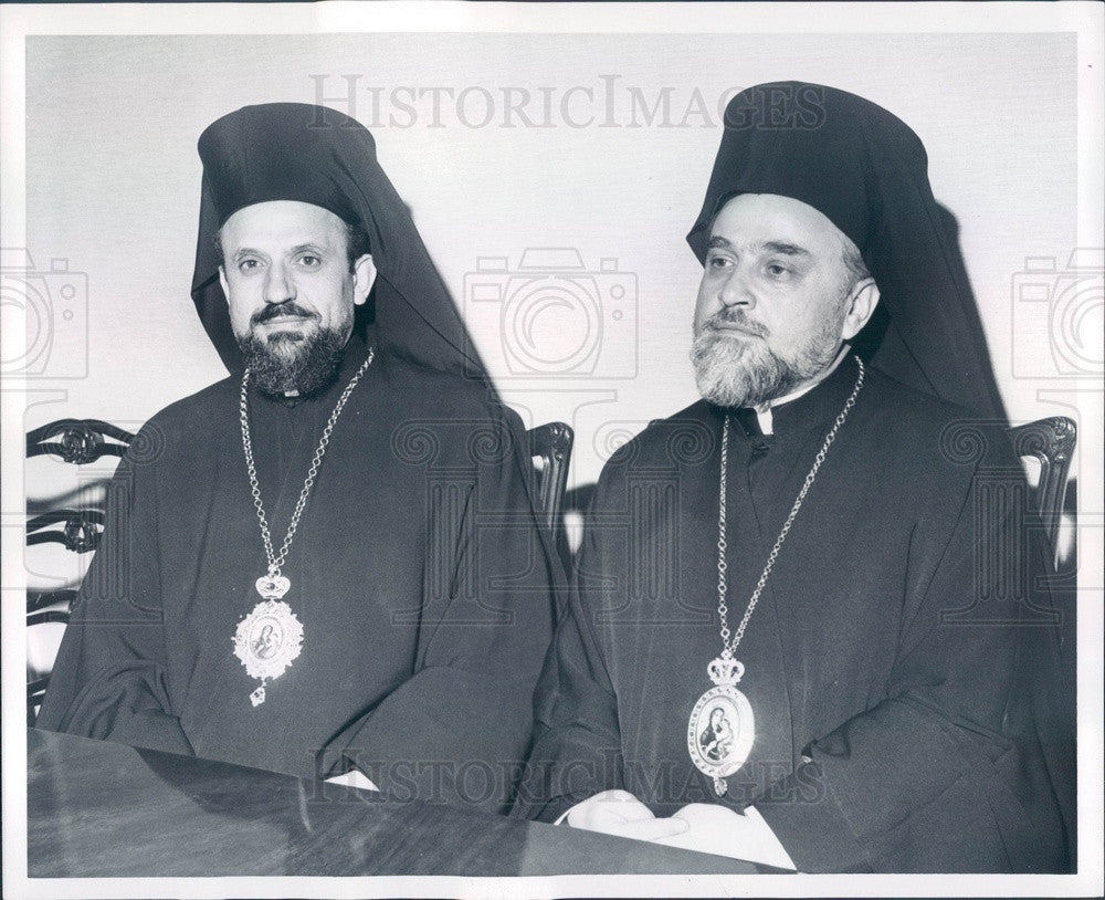 1964 Greek Orthodox Most Rev Iakovos &amp; Most Rev Emilianos Press Photo - Historic Images