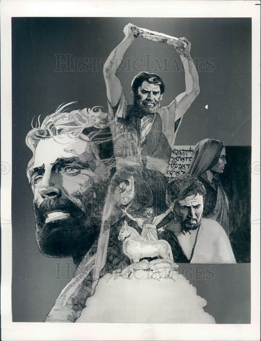 1975 Hollywood Actor Burt Lancaster, Artist Illustration Press Photo - Historic Images