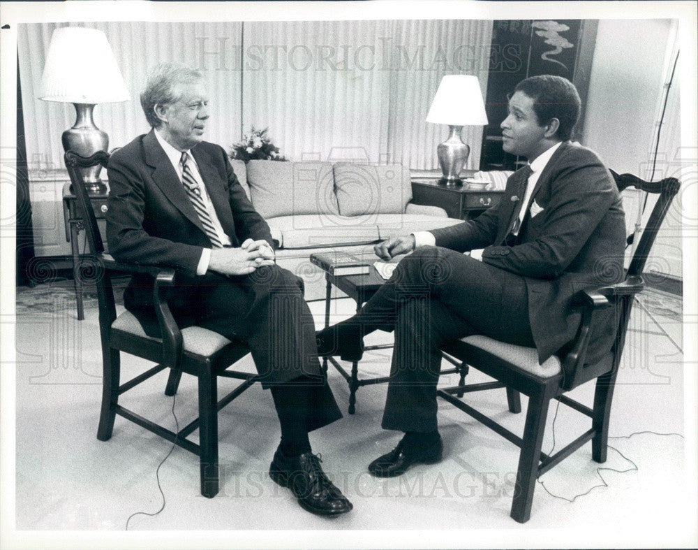 1988 Today Show Host Bryant Gumbel &amp; US President Jimmy Carter Press Photo - Historic Images