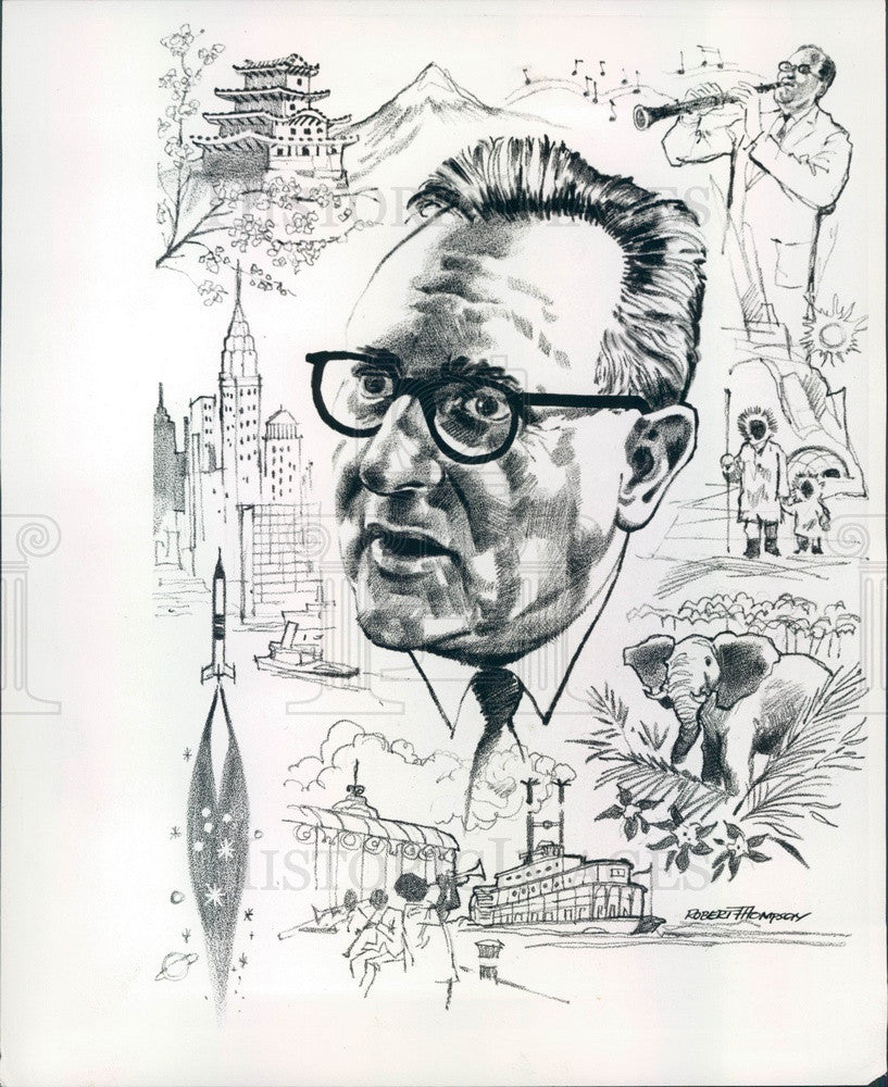 1959 Artist Illustration of Author John Gunther Press Photo - Historic Images