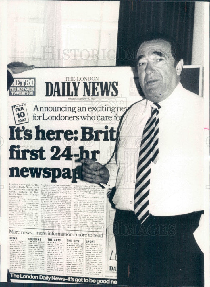 1987 British Media Proprietor Robert Maxwell Press Photo - Historic Images