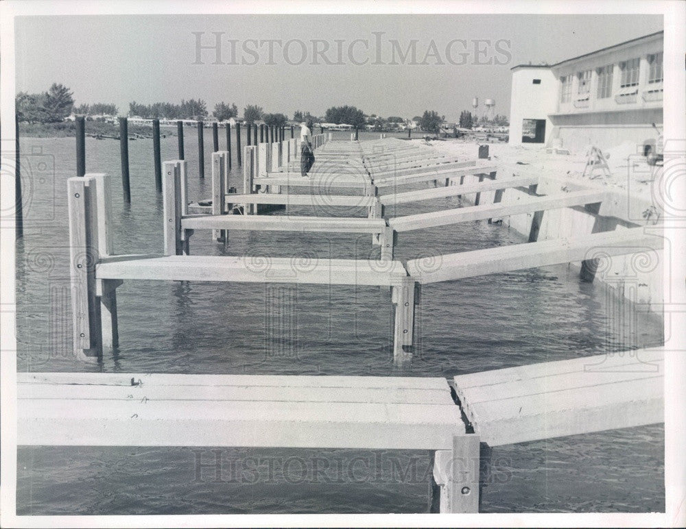 1958 Clearwater Beach, Florida Sewage Treatment Plant, Marine Slips Press Photo - Historic Images