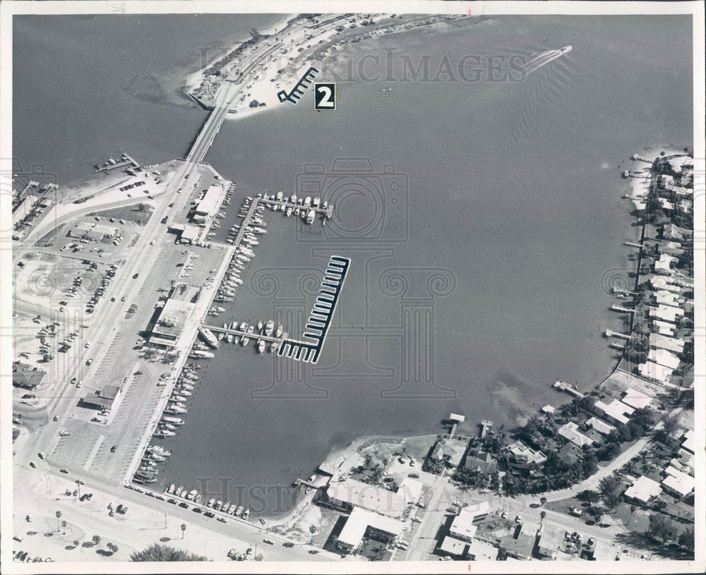 1958 Clearwater, Florida Marina Aerial View Press Photo - Historic Images