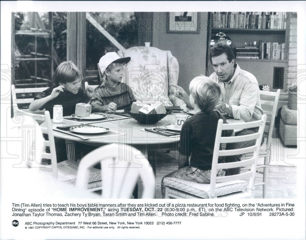 1991 Actors Tim Allen/Jonathan Thomas/Zachery Ty Bryan/Taran Smith Press Photo - Historic Images