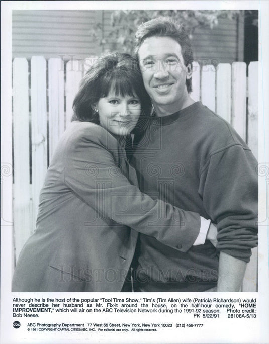 1991 Actors Tim Allen & Patricia Richardson on Home Improvement Press Photo - Historic Images