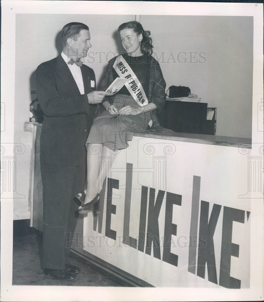 1952 CO Congressional Candidate Mason Knuckles, Miss Republican Press Photo - Historic Images