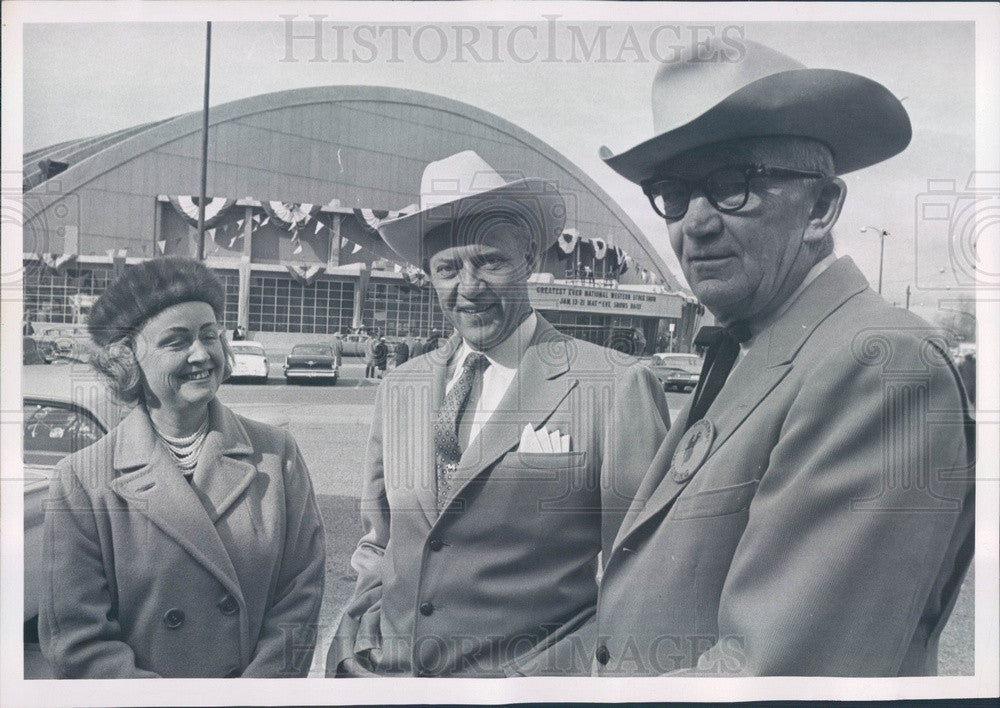 1961 Colorado Gov &amp; Mrs Steve McNichols, Wyoming Gov Jack Gage Press Photo - Historic Images