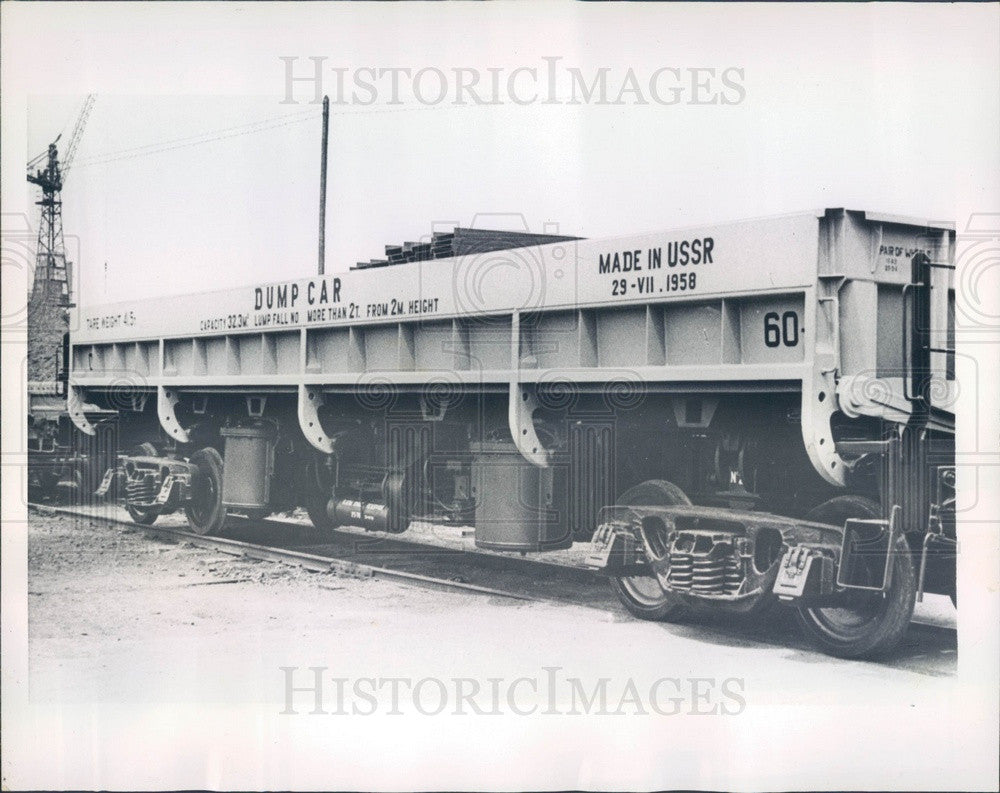 1958 Moscow, Russia Pravda Railway Carriage Co 60-Ton Ore Car Press Photo - Historic Images