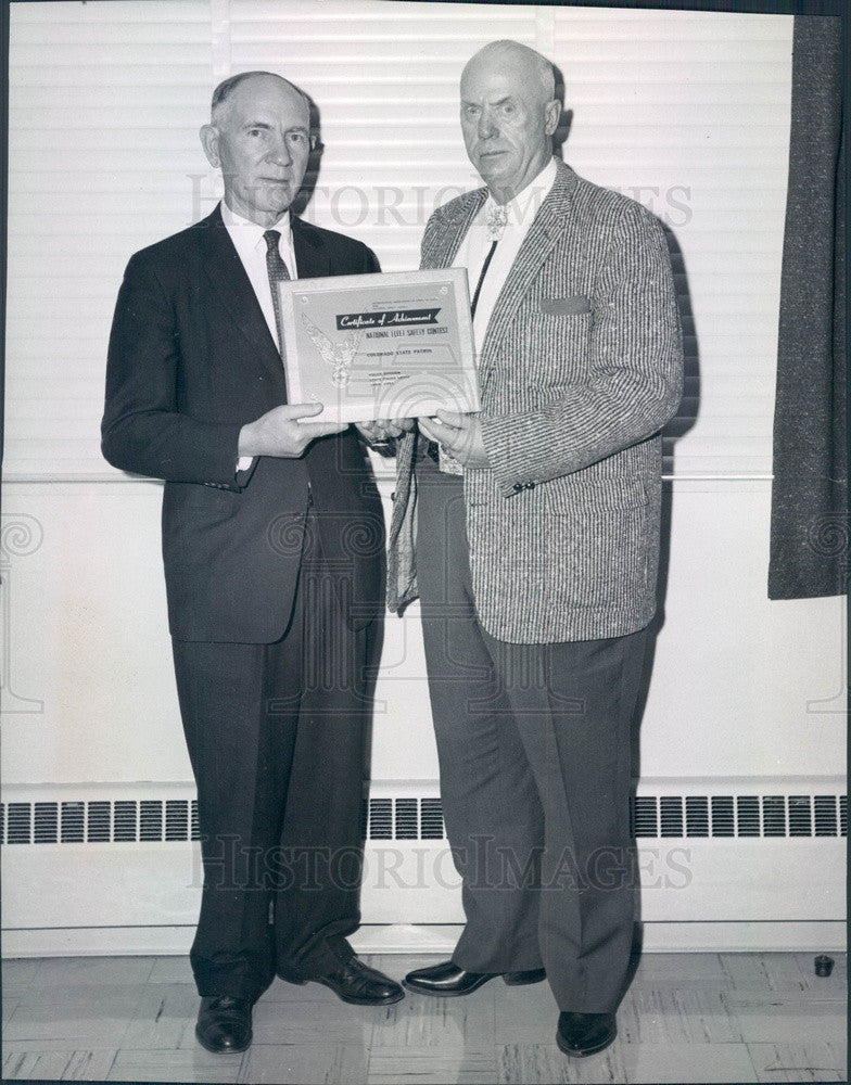 1961 CO State Patrol Chief Gilbert Carrel & Atty Gen Duke Dunbar Press Photo - Historic Images