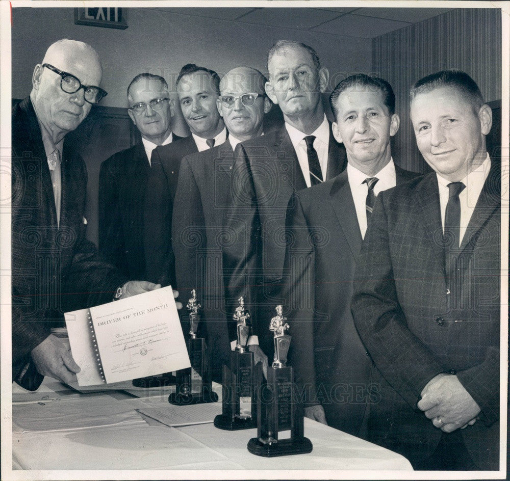 1967 Colorado State Patrol Chief Gilbert Carrel &amp; Truck Drivers Press Photo - Historic Images