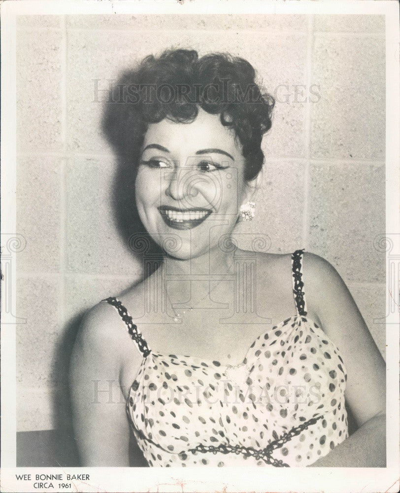 1972 Singer Wee Bonnie Baker of Orrin Tucker's Orchestra, Circa 1961 Press Photo - Historic Images