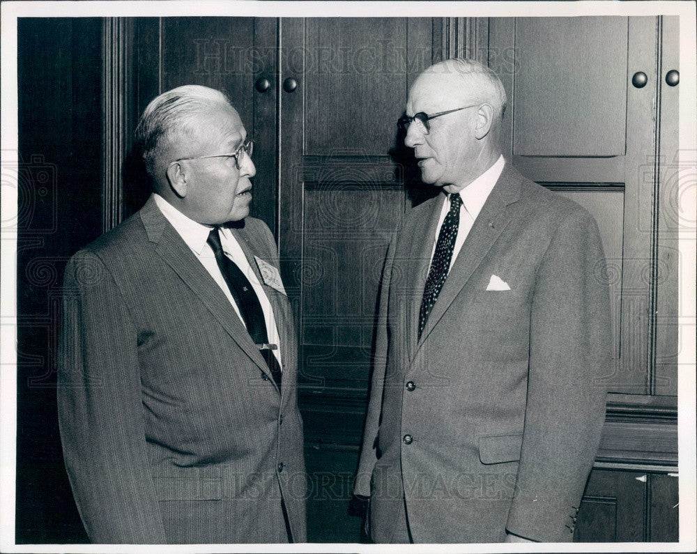 1962 Navajo Tribal Council Chairman Paul Jones &amp; Arthur Schuck Press Photo - Historic Images