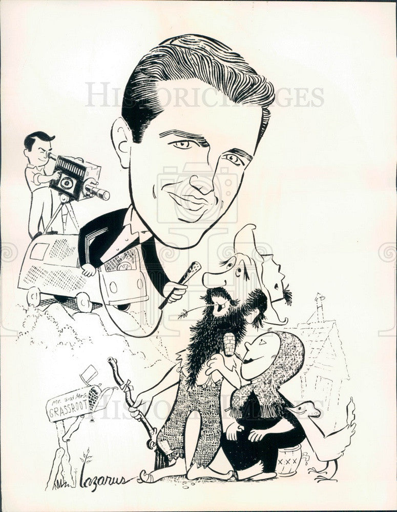 1959 TV & Game Show Host Jack Linkletter, Caricature Press Photo - Historic Images