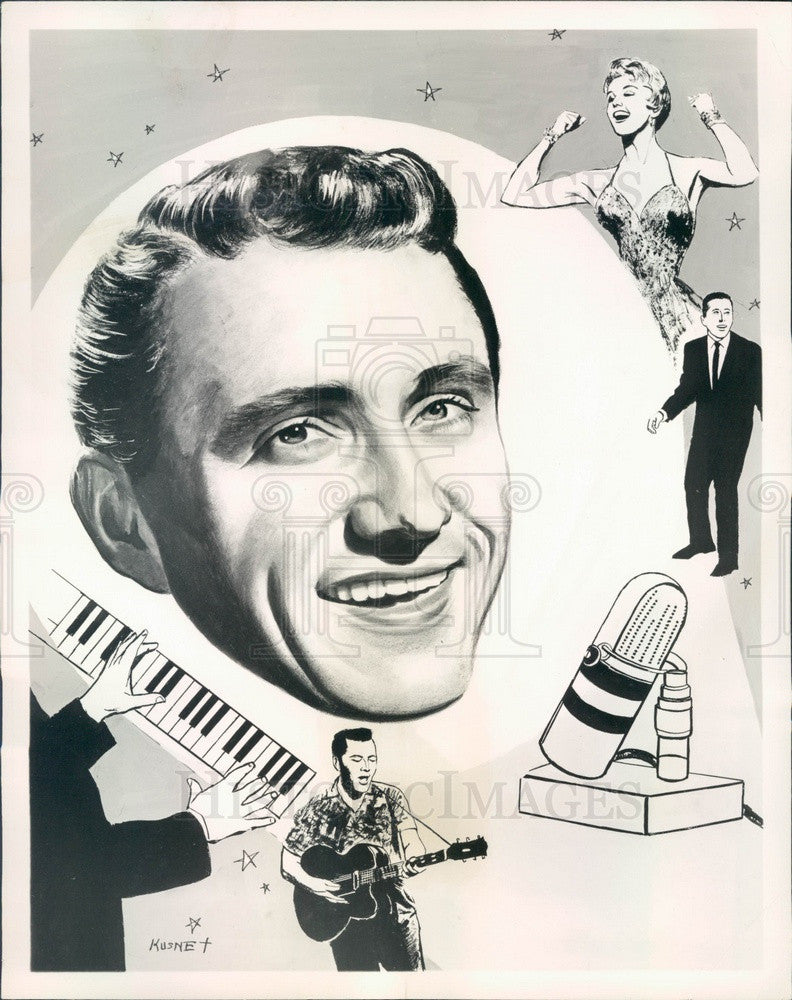 1962 TV Host Merv Griffin Caricature Press Photo - Historic Images