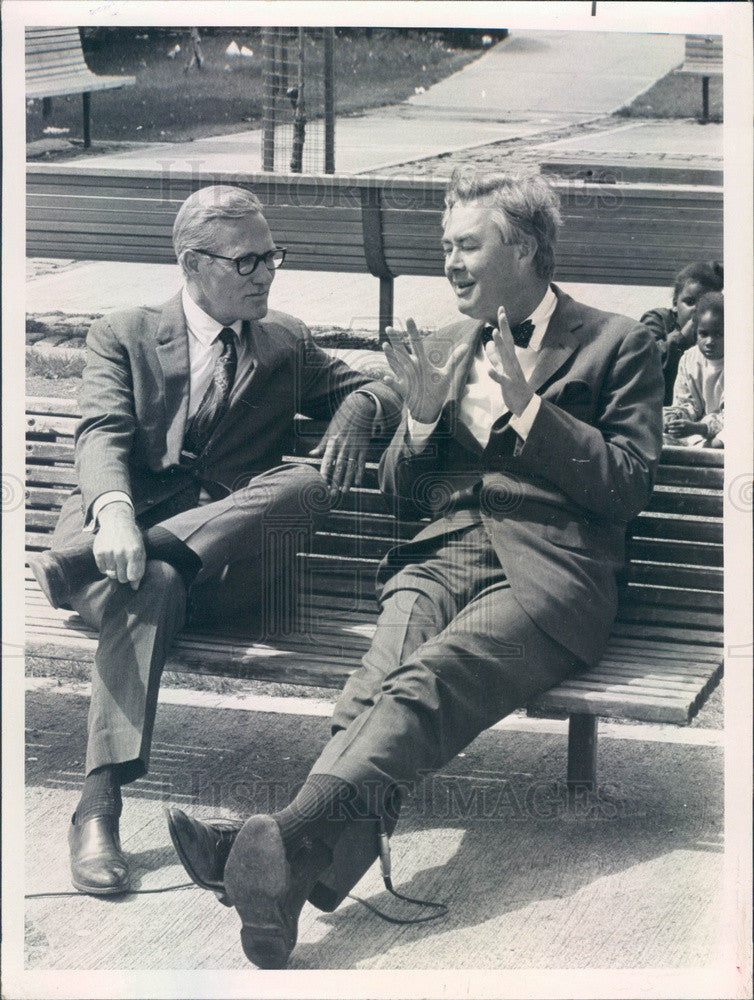 1968 NBC News Correspondent Frank McGee & Daniel Moynihan Press Photo - Historic Images