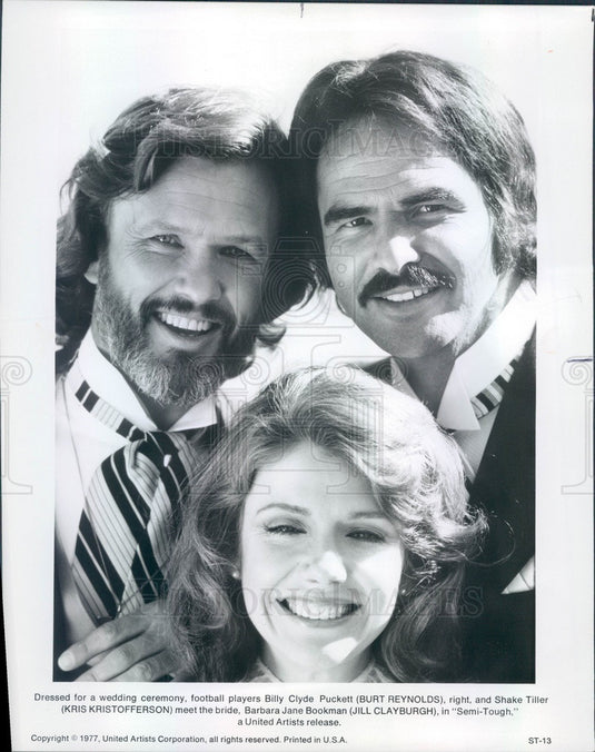 1977 Hollywood Actor Burt Reynolds/Kris Kristofferson/Jill Clayburgh Press Photo - Historic Images